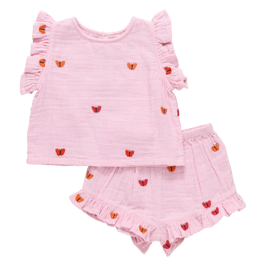 Pink Chicken - Baby Girls Girls Roey 2-PC Set - Butterfly Embroidery - Persnickety Shop