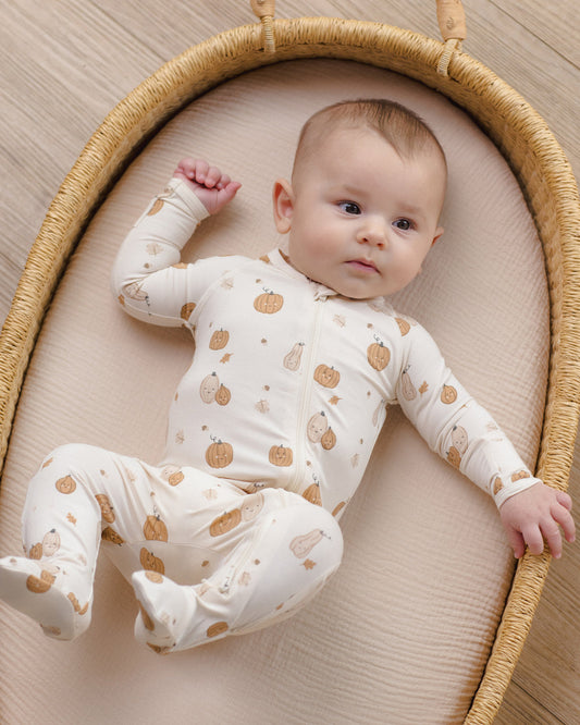 Quincy Mae BAMBOO ZIP FOOTIE HARVEST FRIENDS