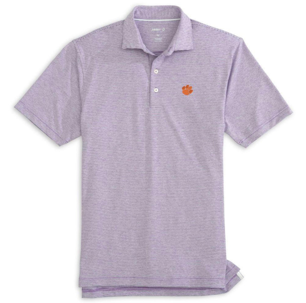 Johnnie-O Clemson Lyndonn Jr. Striped Purple Jersey Performance Polo