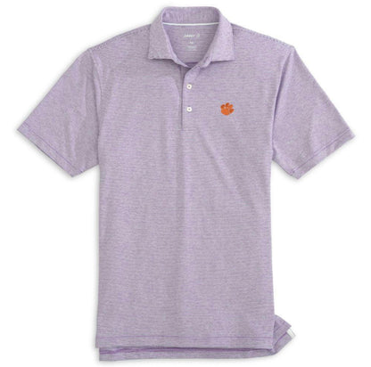 Johnnie-O Clemson Lyndonn Jr. Striped Purple Jersey Performance Polo