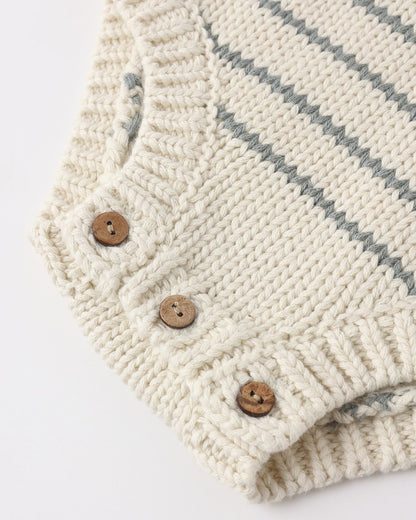 ASHTON KNIT ROMPER SEA GREEN STRIPE - Persnickety Shop