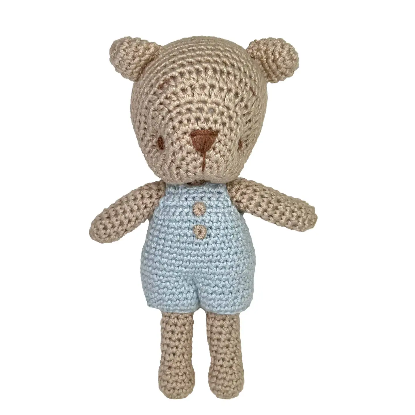 Bear Bamboo Crochet Rattle-Blue 5" - Persnickety Shop
