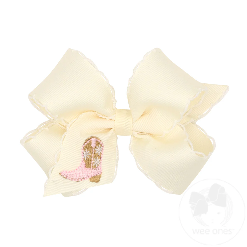Wee Ones Embroidered Grosgrain Hair Bow