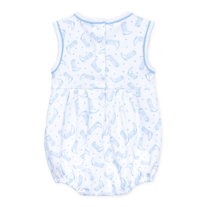 MAGNOLIA BABY Darling Cowboy Boots Print Bubble - Light Blue
