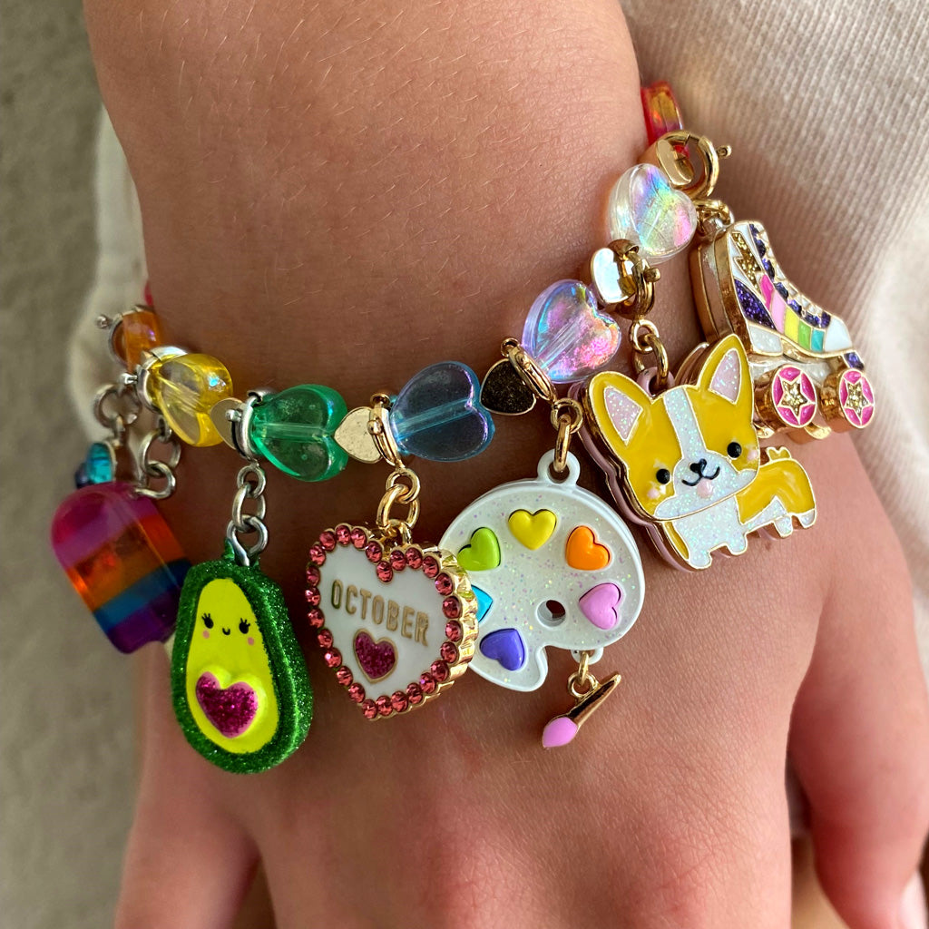 CHARM IT® Gold Rainbow Heart Bead Stretch Bracelet - Persnickety Shop