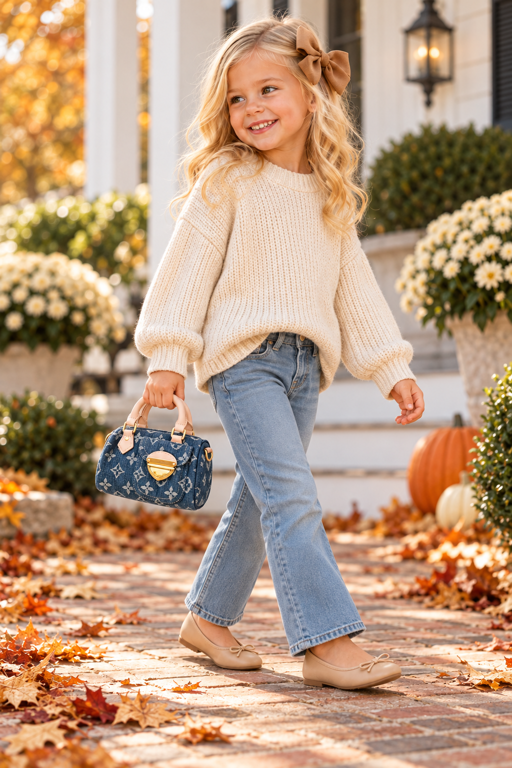 Denim Printed Speedy Bag