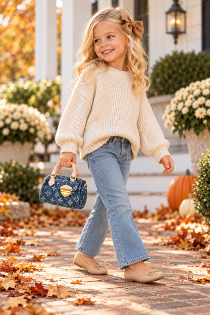 Denim Printed Speedy Bag