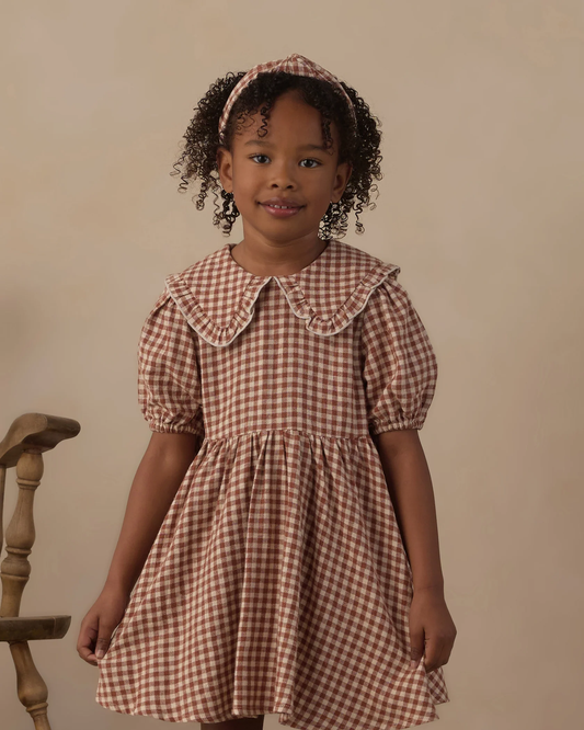 RYLEE + CRU CAMILLE DRESS BRICK CHECK