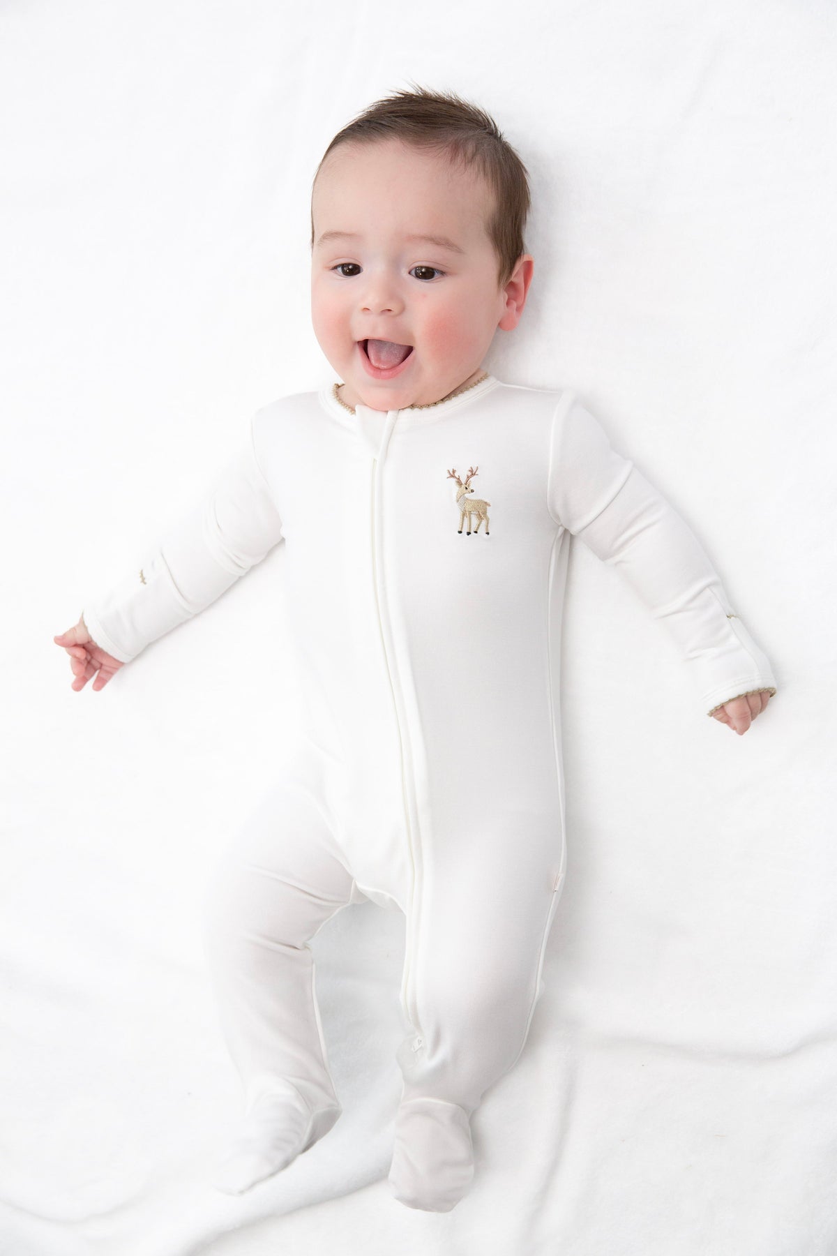 GOOSIES Pip Emb Zip Romper-Deer