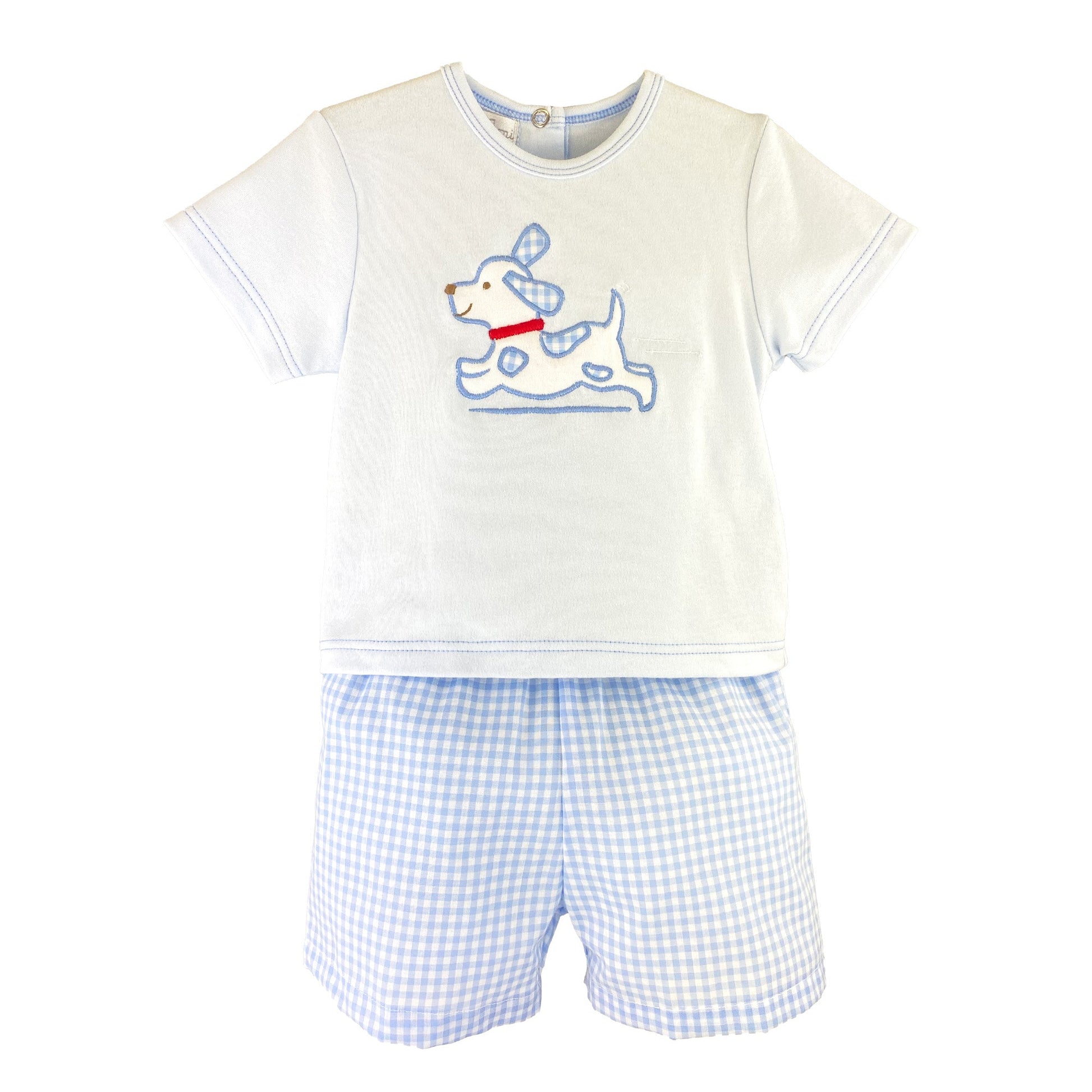 Petit Ami Shirt & Shorts Set with Dog Applique - Persnickety Shop