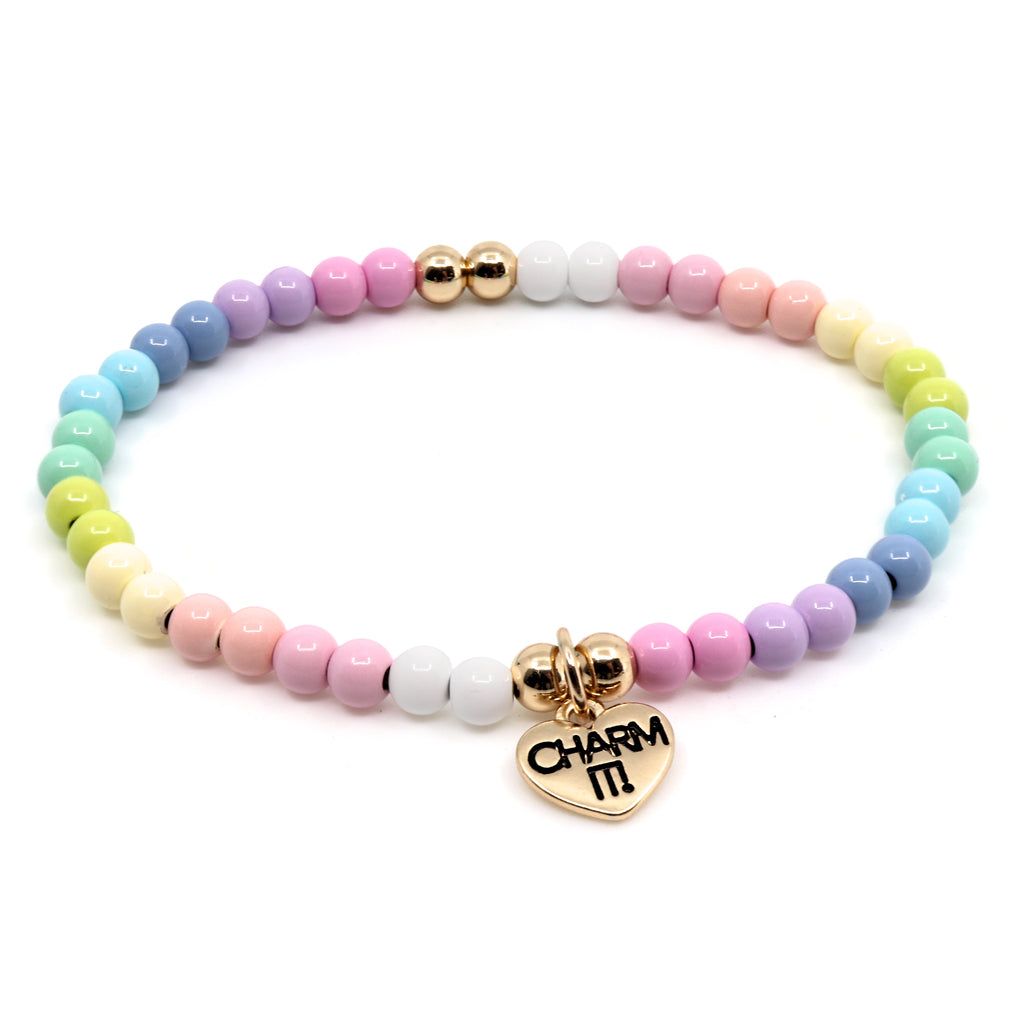 CHARM IT® 4mm Gold Pastel Stretch Bead Bracelet - Persnickety Shop