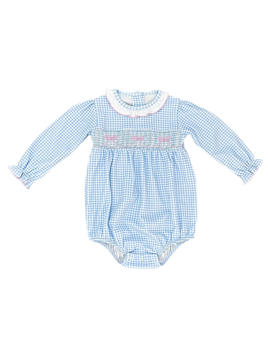 James & Lottie Smocked Bow Knit Collection Sara Smocked Long Sleeve Bubble