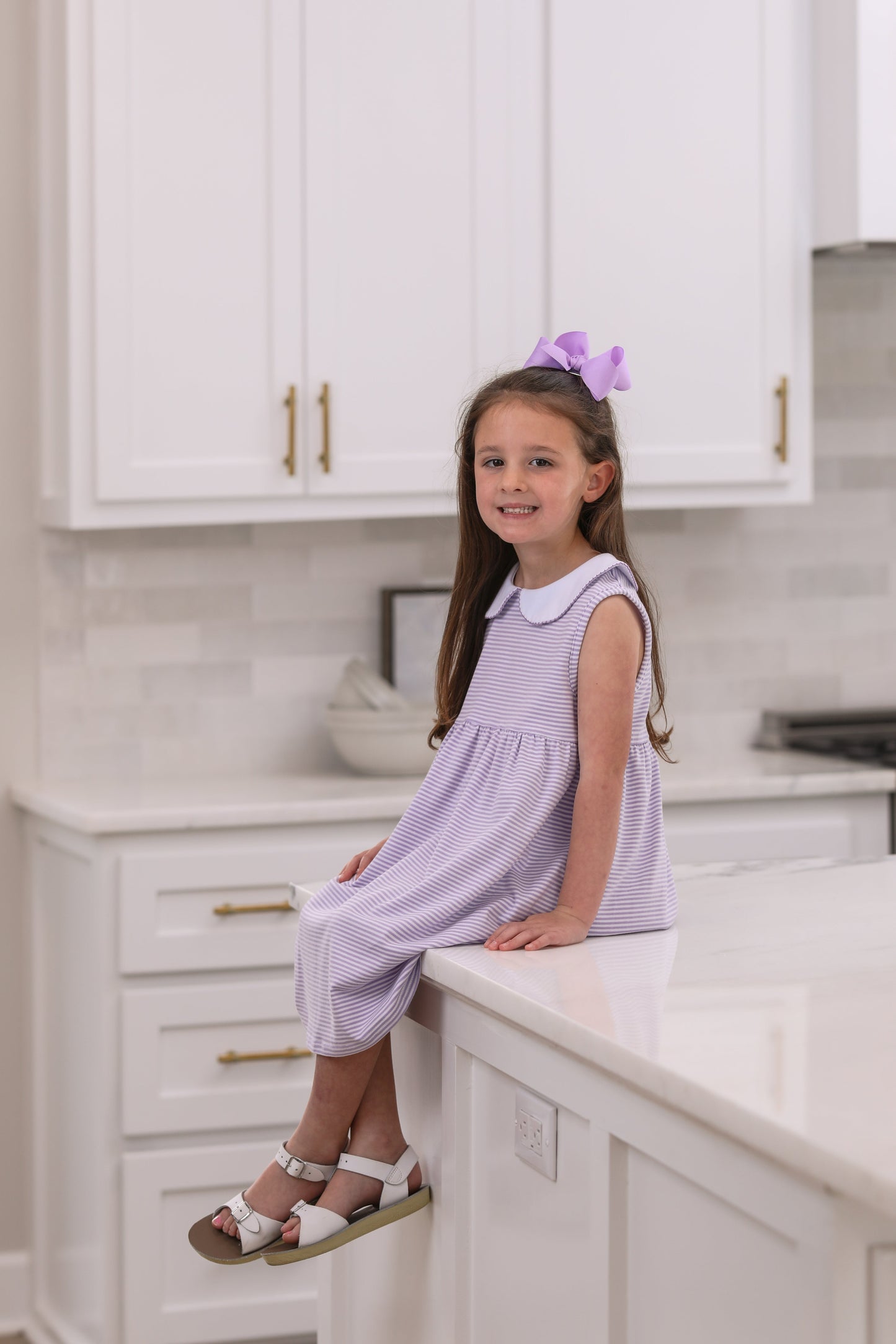Jellybean Charlotte Sleeveless Dress- Lavender Stripe - Persnickety Shop