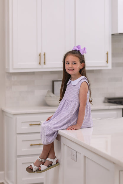 Jellybean Charlotte Sleeveless Dress- Lavender Stripe - Persnickety Shop