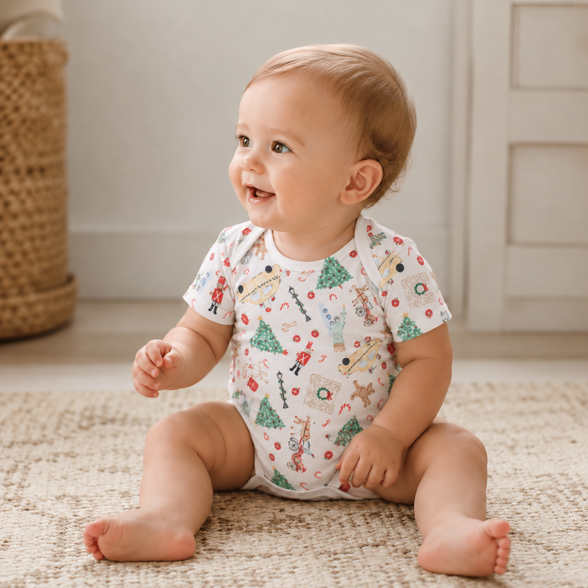Magnolia Baby Christmas in the City Print Bodysuit