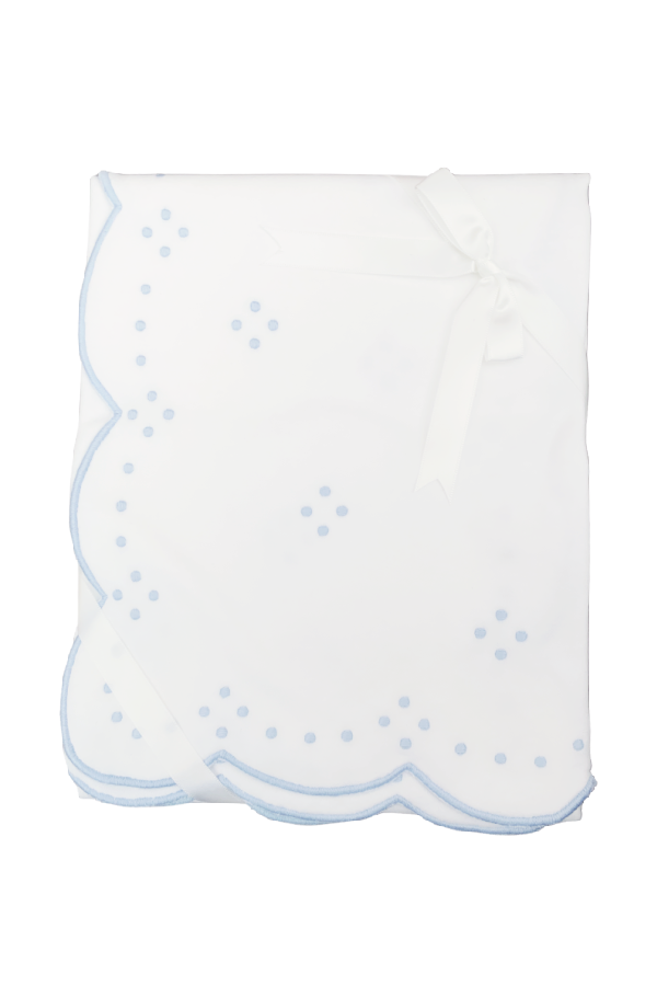 The Proper PeonyBlue  Scalloped Receiving Blanket - Persnickety Shop