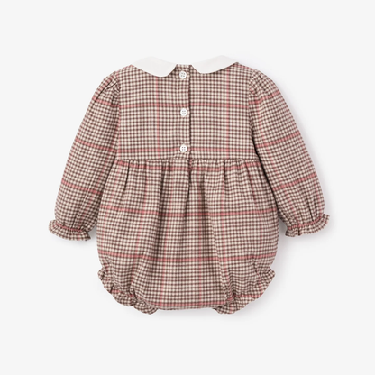 GLEN PLAID BUBBLE W/ EMBROIDERED PETER PAN COLLAR