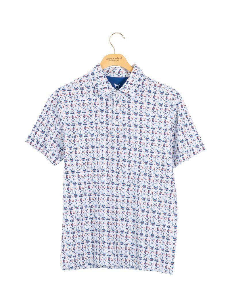 Simply Southern Boy Polo White- Golf - Persnickety Shop