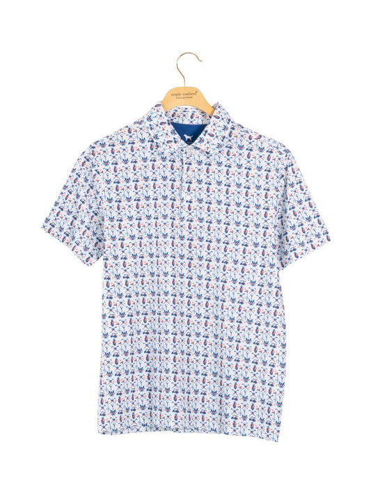 Simply Southern Boy Polo White- Golf - Persnickety Shop