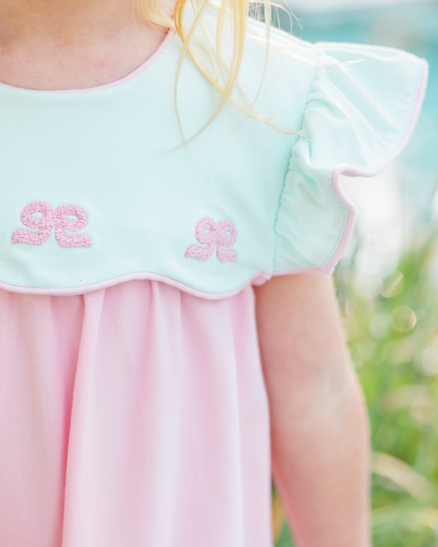 JellybeanFrench Knot Bow Scallop Dress - Persnickety Shop