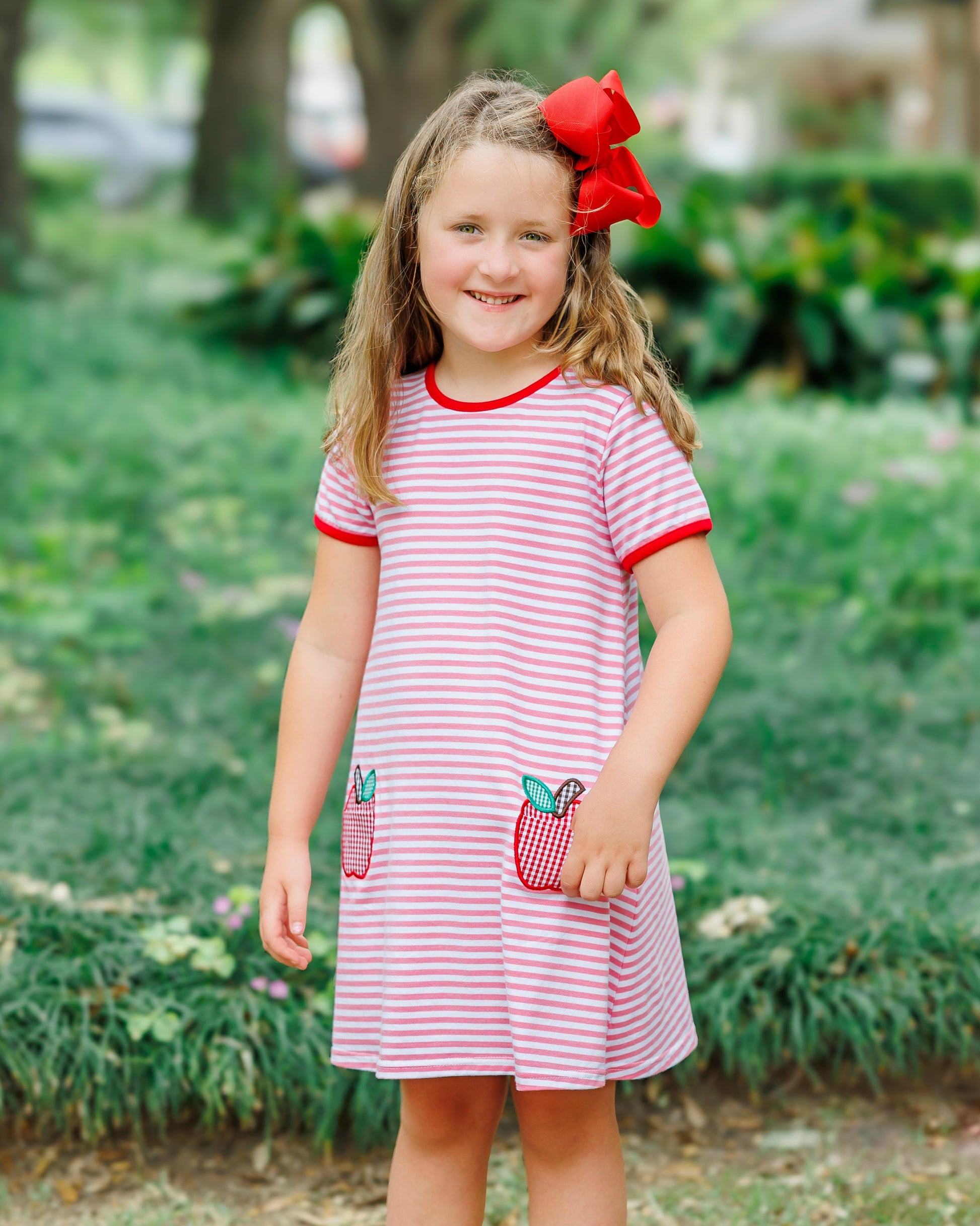 Apple Pocket Applique Dress  by Jellybean Smock Candy - Persnickety Shop
