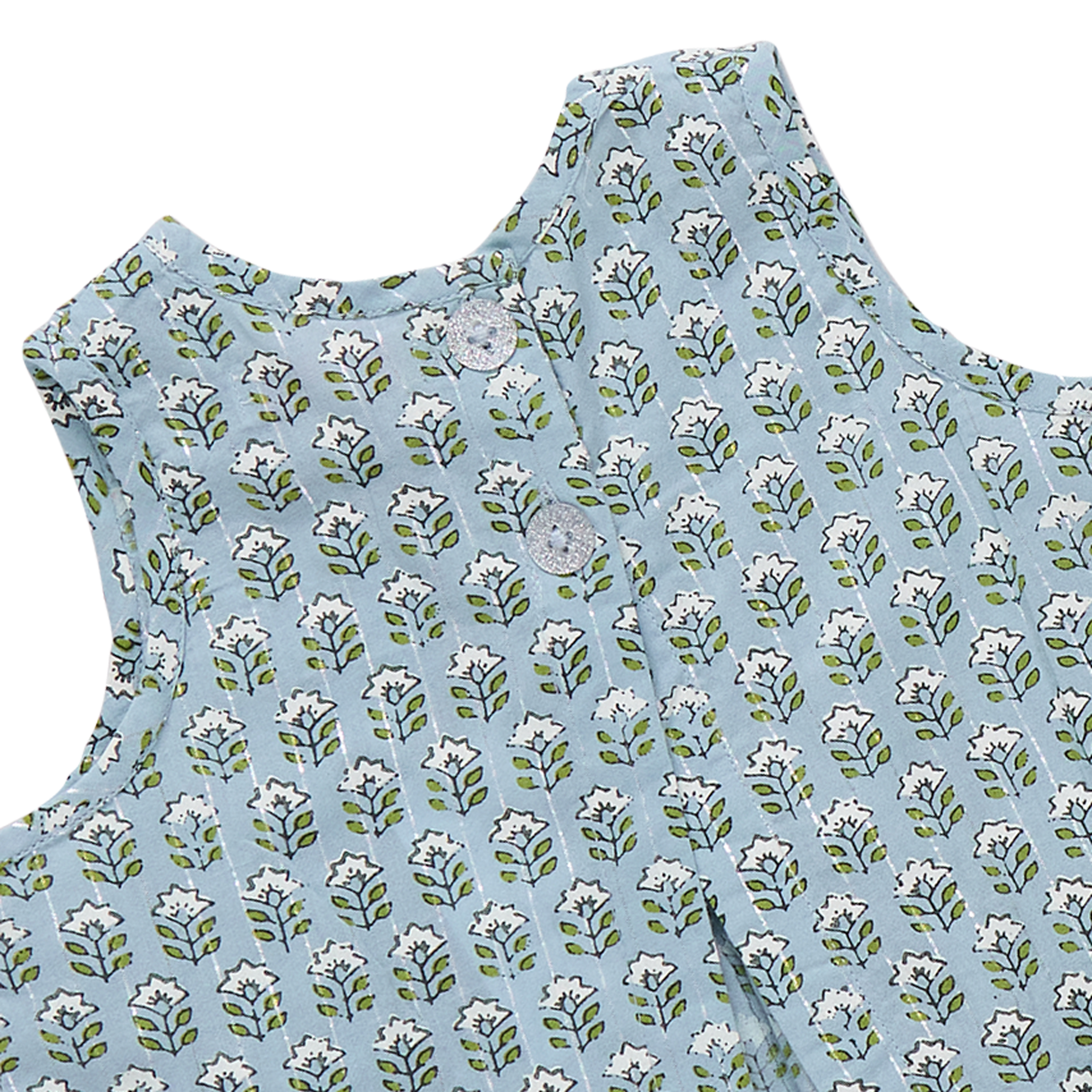 Pink Chicken - Baby Girls Jaipur 2-PC Set - Blue Prairie Block Print - Persnickety Shop