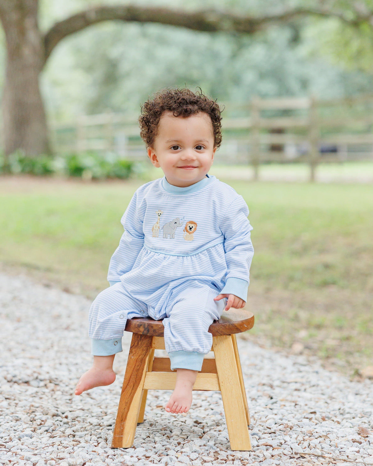 Jellybean by Smock Candy Zoo Crew Romper Blue