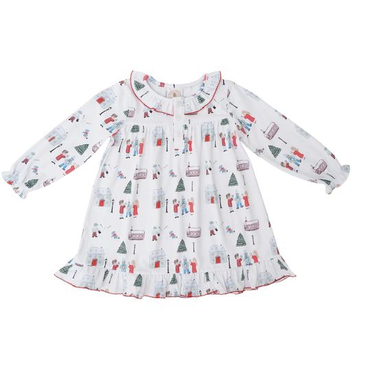 Cypress Row Christmas Village Toile Louise Lounge Dress