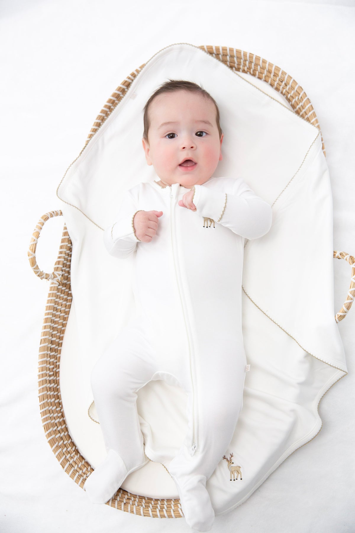 GOOSIES Pip Emb Zip Romper-Deer