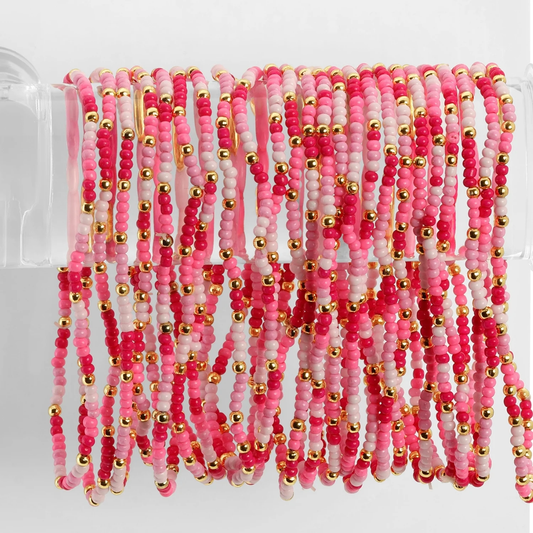 Seed Beed 2mm Pink/Gold Bracelet - Persnickety Shop
