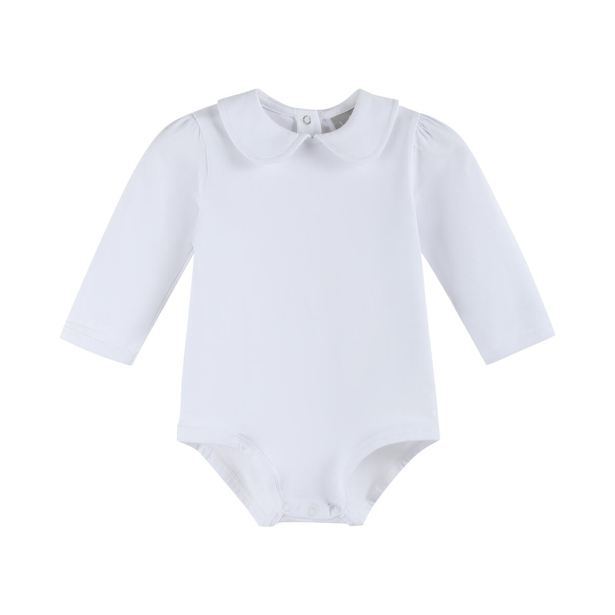 White Collared Unisex Long Sleeve Bodysuit Romper - Persnickety Shop