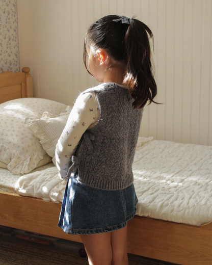 RYLEE + CRU RIBBED LONG SLEEVE NATURAL DITSY