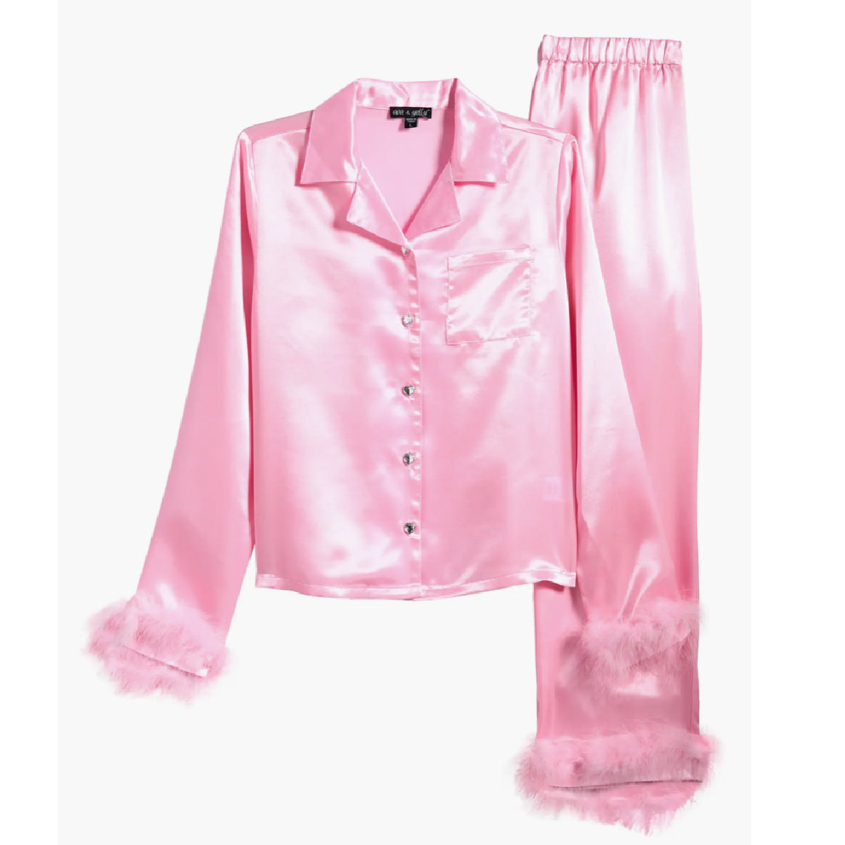 Tween Faux Fur Trim Satin Pajamas - Persnickety Shop