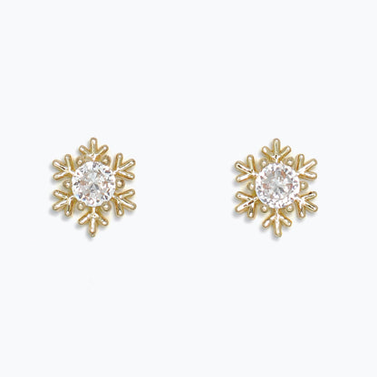 Earrings-Gold Snowflake with CZ
