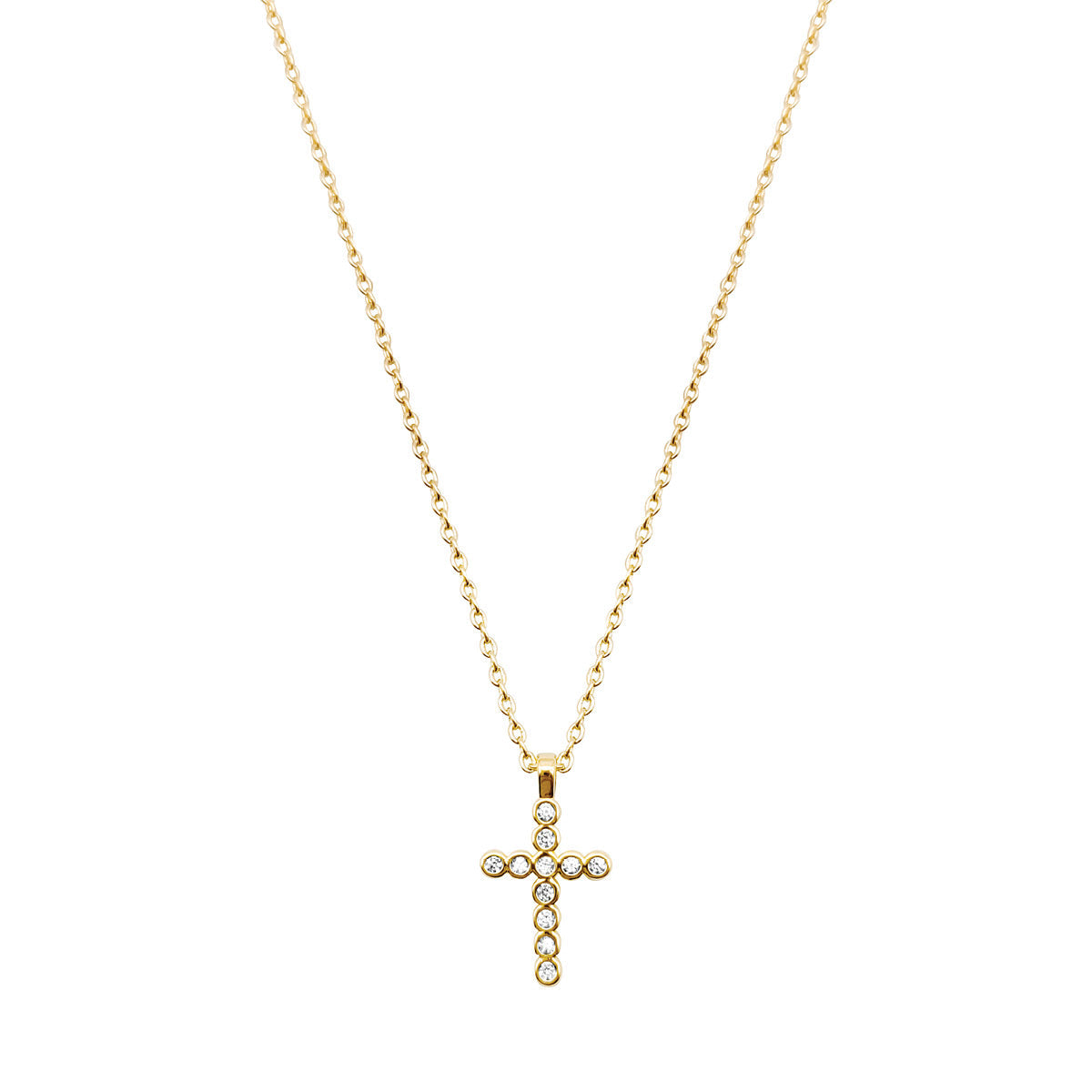 Gold Delicate CZ Cross Pendant Necklace - Persnickety Shop