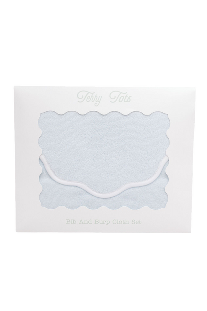 Terry Tots Bib & Burp – Blue Terry