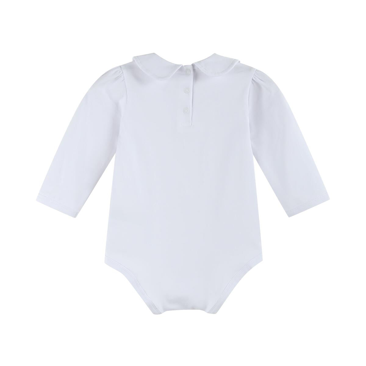 White Collared Unisex Long Sleeve Bodysuit Romper - Persnickety Shop