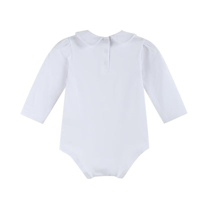 White Collared Unisex Long Sleeve Bodysuit Romper - Persnickety Shop