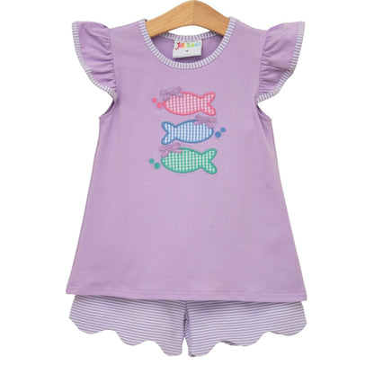 Jellybean Girl's One Fish Two Fish Scallop Short Set - Persnickety Shop