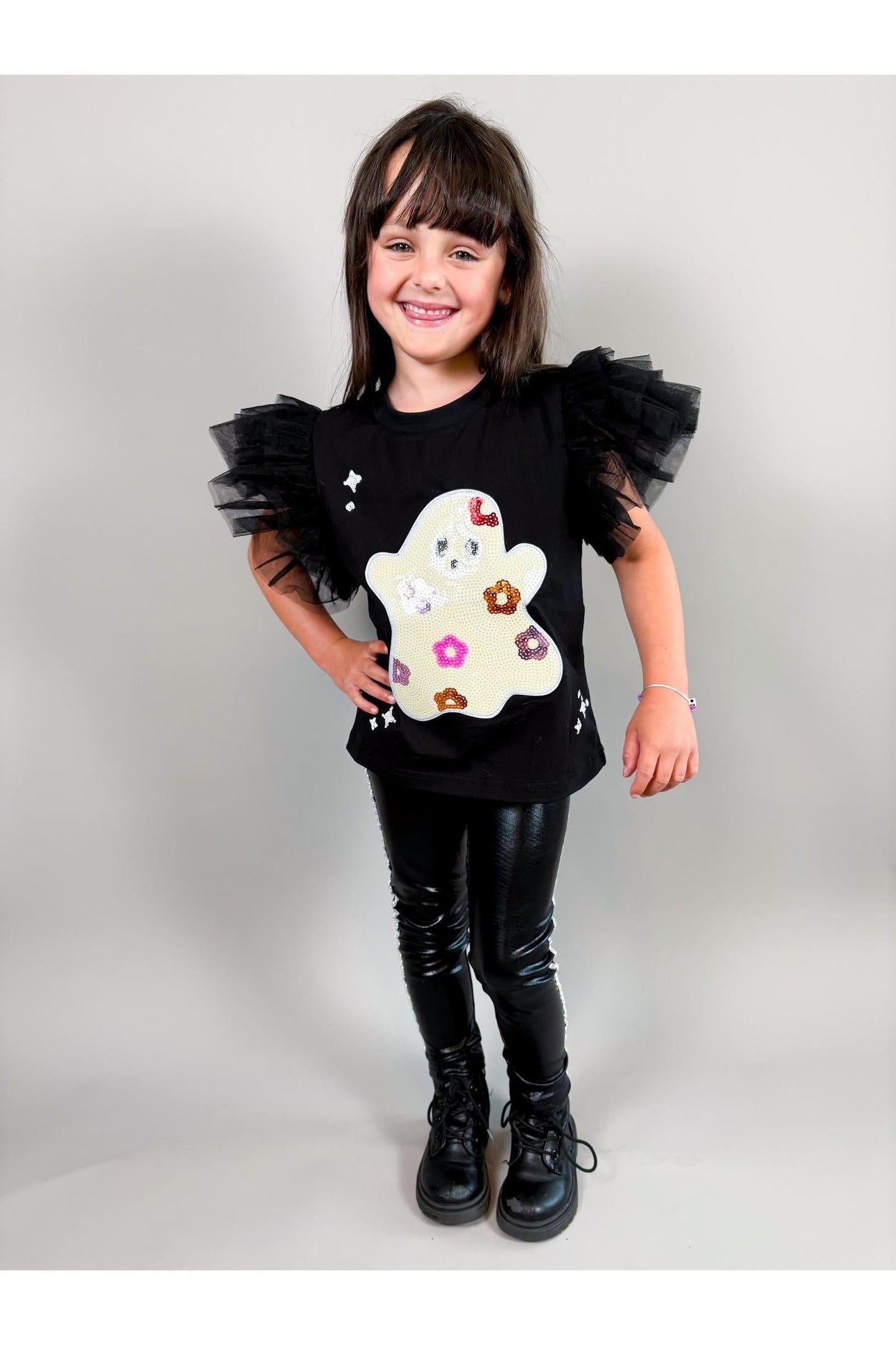 Three Wildflower Design Sequin GHOST PATCHED TOP - Persnickety Shop