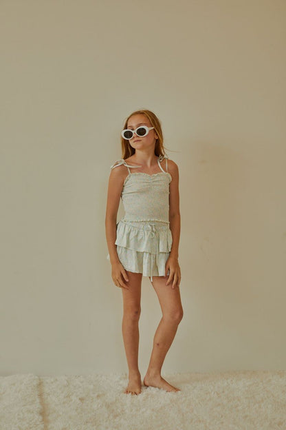 Willow Garden Rose Yellow Satin Skort - Persnickety Shop