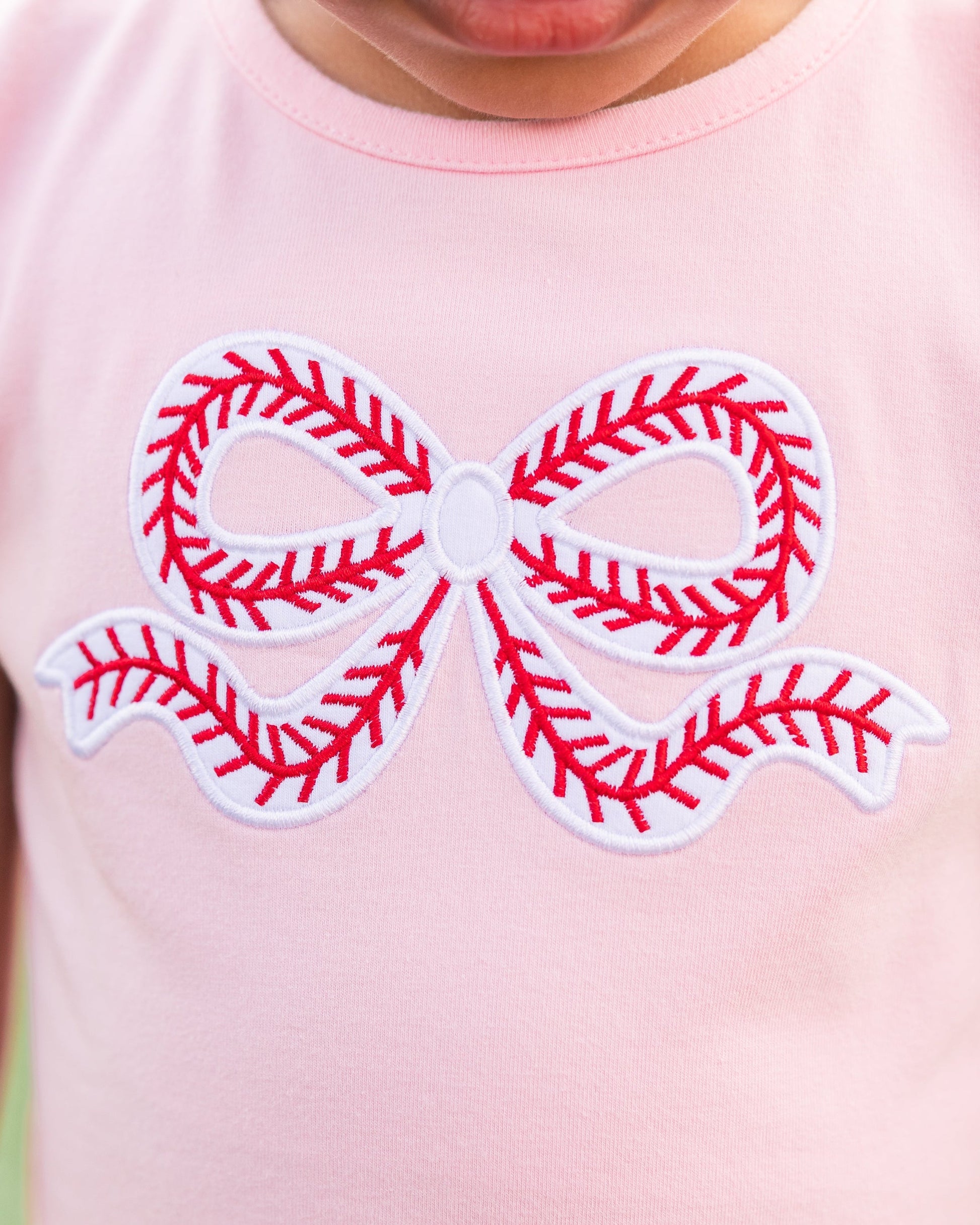 Jellybean Girls  Ball Park Bow Ruffle Shirt - Persnickety Shop