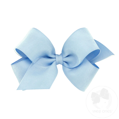Wee Ones King BLUE Medium Organza and Grosgrain Overlay Hair Bow - Persnickety Shop