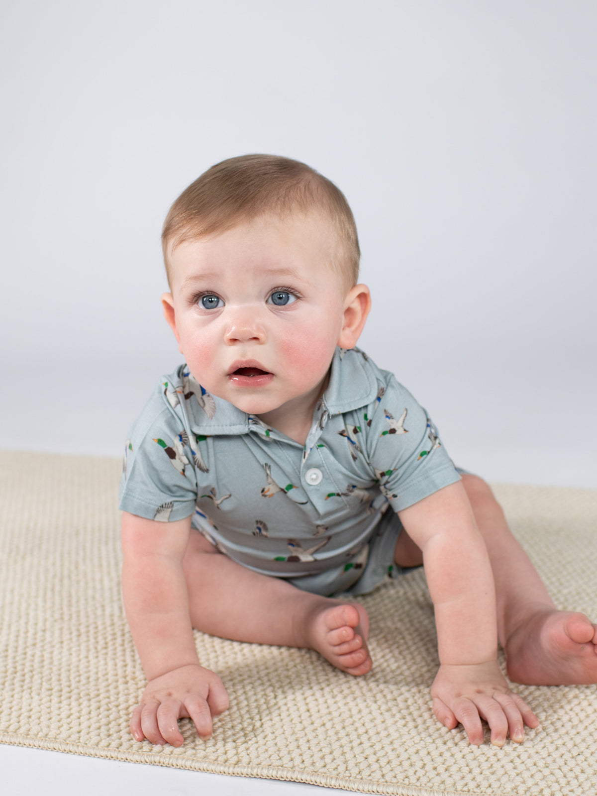 GOOSIES SHORT SLEEVE Polo Romper - Mallards
