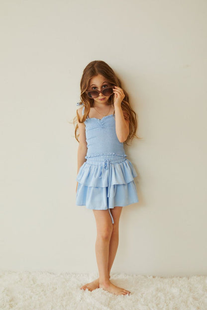Willow Pastel Blue Satin Skort - Persnickety Shop
