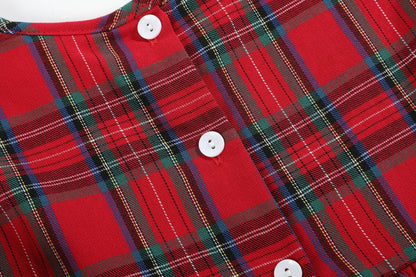 Lil Cactus *Pre-Order* Red and Green Christmas Plaid Smocked Dress
