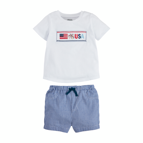 FLAG SMOCKED TEE SHORT SET