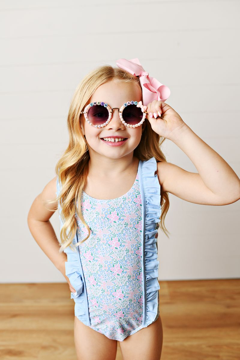 Swoon Blue Ditsy Floral Ruffle Swimsuit - Persnickety Shop