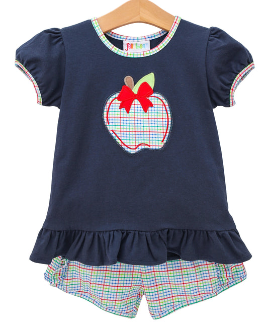 Primary Plaid Apple Ruffle Short Set - Persnickety Shop