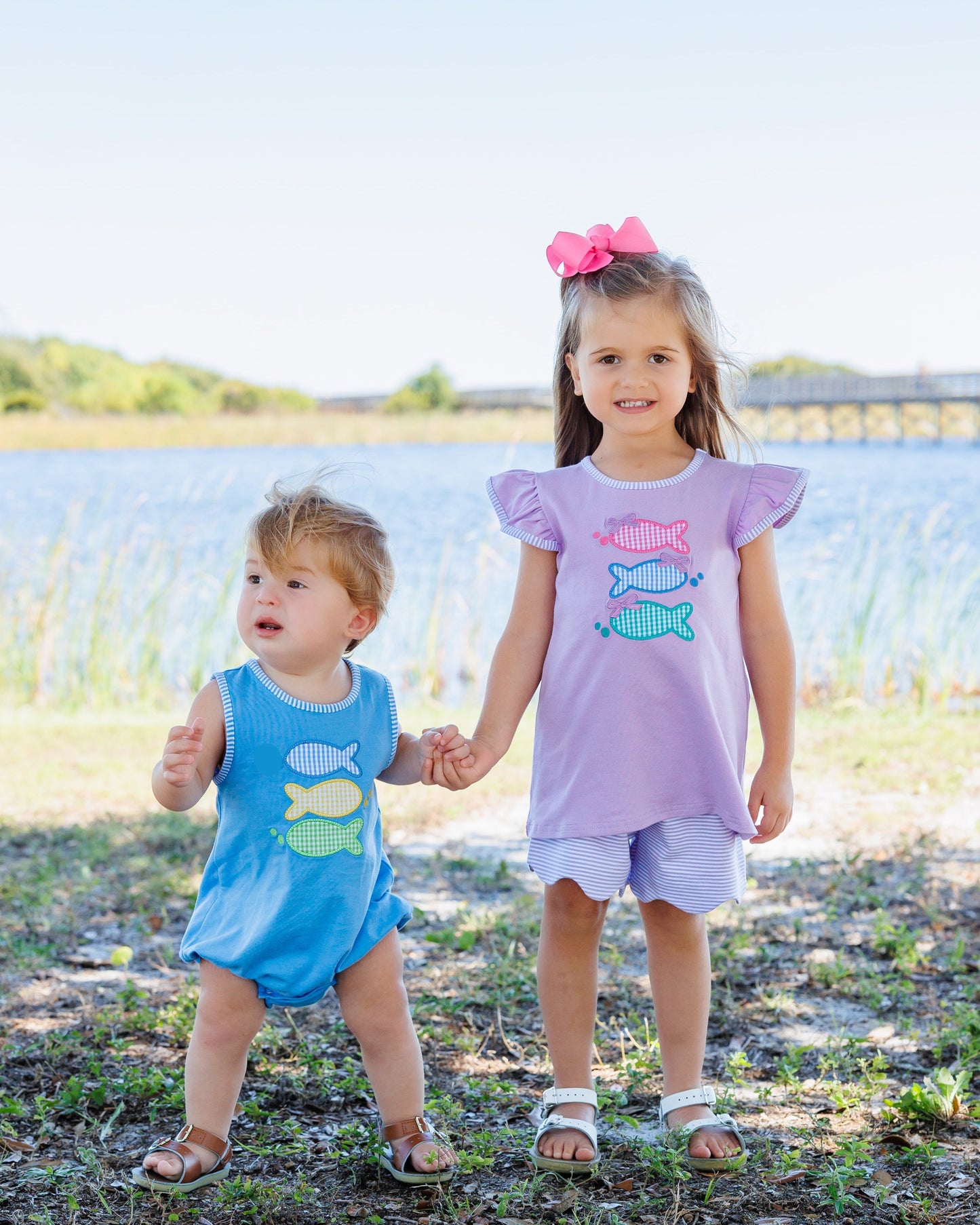 Jellybean Girl's One Fish Two Fish Scallop Short Set - Persnickety Shop